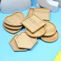 4pcs Hexagon, Heart, Circle, Square DIY Bamboo Placemats Square Retro Handcrafted Wood Coasters Tray for Home Decor