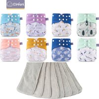 Elinfantile nouveaux couches pcoket imperméables assortis pour bébé 8 pièces couches en tissu maille grise et 8 pièces inserts en microfibre