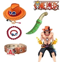 Portgas D Ace Hats Belt Bracelet Necklace Dagger Cosplay Props Role Play Halloween Carnival Accessories