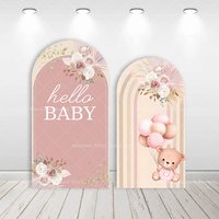 Mehofond Hallo Baby gewölbte Hintergrund Abdeckung blau Junge rosa Mädchen Geburtstag Party Boho Blume Hintergrund Ballon Spielzeug Bär Dekor Requisit