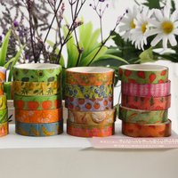 5 Roll Retro Fruit Series Washi Tape Set, Suitable for DIY Photo Frames, Diaries, Gift Box Packaging, Exquisite Decorative Items