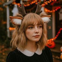 Plush Deer Ears Reindeer Antler Headband Party Headpiece Cute Head Hoop Festival Decorations Antler Hair Hoop Cosplay Party