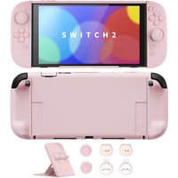 PlayVital Nintendo Switch 2 Silicone Protective Case, Solid Anti-Slip Hard Shell for Joycon 2 with 6pcs Joystick Caps - Pink