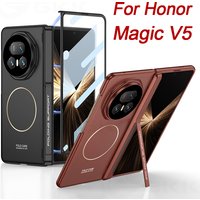 Magnetic Hinge Armor Holder Case for Honor Magic V5 Front Screen Glass All-included Plastic Cover for Huawei Mate X3 X5 Case