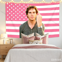 Cute Poster Tapestry Pink USA Flag Michael C. Hall Flag Dexter Tapestries Bedroom Wall Art Decor Backdrop Cloth Banner Fans Gift
