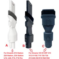 2-in-1 Flat Nozzle Brush For Dreame V8 V9 V10 V12 R10 R20 R30 T20 T30 Vacuum Cleaner, for Z10 Station/Z20 Station/Z30 Station