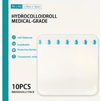 10-pack hydrocolloid wound dressings, self-adhesive hydrocolloid patch bandages, suitable for minor cuts and scar wound care.