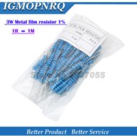100pcs 3W Metal film resistor 1% 0.1R ~ 2.2M 1R 10R 22R 47R 100R 330 ohm 1K 4.7K 10K 22K 47K 100K 330K 470K 2R 10R 22R 47R 100R