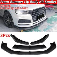 For Audi Q3 2012-2022 2019 Car Accessories Front Bumper Lip Body Kit Chin Guard Diffuser Cover Deflector Carbon Fiber Look ABS