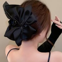 classic Solid black and white big bow hair clip for women elegant ponytail clip fashion girl Hair Clamp hair accessories