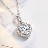 925 Sterling Silver Necklace Pendant Heart Exquisite for Women Shining Luxury Wedding Jewelry Engagement Party Gifts