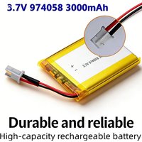 974058 3.7V 3000mAh High Capacity Li-Polymer Rechargeable Battery 4-in-1 Safety Protection Universal Plug-and-Play for Speaker G