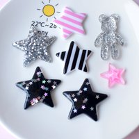 10Pcs Sequins Streak Star Bear Flat Back Resin Kawaii Hairpin Jewelry Decor Accessories DIY Clothing Shoes Handmade Charms Patch