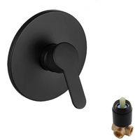 Brass Bathroom Shower Faucet into Wall Round Black Mixer Valve Faucet