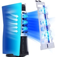 For PS5 Slient Cooling Fan with LED Light Extra USB Port Compatible with Playstation 5 Disc/Digital Editions Gaming Accessories