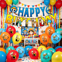 1Set One Piece Theme Happy Birthday Banner 12inch Balloons Kids Party Decoration Balloons Birthday Anime Skull Cartoon Toys Ball