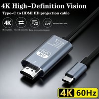 4K USB-C to HDMI 60HZ Cable 2M, Type C to HDTV Cord for Phone Screen Mirroring Display Wire for TV/Monitor/ProjectorVideo cable