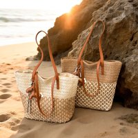 Bohemian Vacation Women Tote Bag Hollowed Out Weave Shoulder Bag Large Capacity Breathable Cute Pony Handbag for Beach Vacation