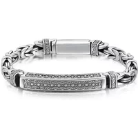 QN Silver 4mm/5mm Hemp Rope Men's Personality Peace Pattern Bracelet Retro Hipster Buckle Trend Fine Chain Series Jewelry