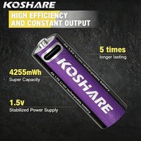 KOSHATE 4Pcs 1.5V Constant Voltage Rechargeable Lithium Batteries AA 4255 mWh With USB-C Cable For Fashlight Remote Control Toys