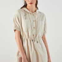 K1622X Luxury Hooded 100% Ramie Dresses For Ladies Linen Long Dress Women Women Dresses Clothing Manufacturers