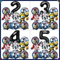 9pcs Transformation Optimus Prime Bumblebee Theme Aluminum Film Digital Balloon Boy Gifts Birthday Party Decorations Baby Shower