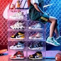 New Thickened transparent acrylic shoe box with magnetic flip cover dustproof shoe storage box multi-layer stackable combination
