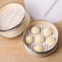 30/34/40/48cm Reusable Silicone Non-stick Steamer Lined with High Temperature Resistant Cloth Sticky Round Steamer Mat 3pcs