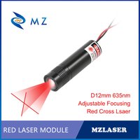 Adjustable Focusing D12mm 635nm 0.5mW 1mW 3V 5V 12V 24V Red Cross Laser Diode Module Industrial Grade