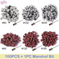 100Ps #80 #150 #180 #240 Sanding Bands Zebra Sand Ring Bit Manicure Pedicure Nail Electric Drill Machine Grinding Remover Cutter