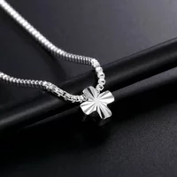 925 Sterling Silver Necklace 18 inches Box chain Charms cross For Women men high quality Fashion Jewelry Christmas Gifts