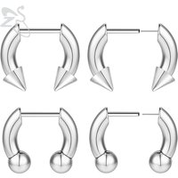ZS 1 PC 16G Threadless Stainless Steel Septum Ring Unisex Horseshoe Nose Piercings 8/10MM Plug-In Style Nostril Piercing Jewelry