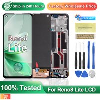 Super AMOLED For OPPO Reno 8 lite LCD Display Touch Screen Digitizer Replacement For OPPO Reno8 Lite CPH2343 with Frame 6.43"
