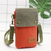 Canvas 3-layer diagonal crossbody bag - Fabric women's bag - Wallet - Shoulder bag - Small purse