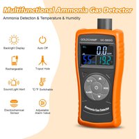 Ammonia Gas Detector 0-100ppm Electrochemical Sensor Rechargeable Monitor with Audio Visual Alarm Temp Humidity Tester for Farm