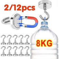 2/6/12PCS Strong Magnetic Hooks Multi-Purpose Storage Hooks Home Kitchen Bar Storage Hooks Key Storage Hooks Bathroom Hangers