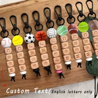 1pc custom name personalized keychain, football/basketball/baseball/rugby/volleyball/tennis sports lover personalized gift