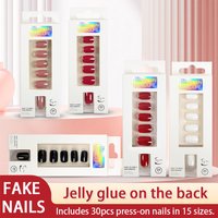 30pcs Short Press on Nails Reusable False Nails Eco-Friendly Resin Fake Nails Reusable Square Nail Tips Solid Color Nail Art