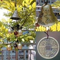 6 Copper Bells Bronze Wind Chime Dragon Bell Lucky Metal Copper Alloy Hanging Wall Decor for Garden Home Living Room Wall