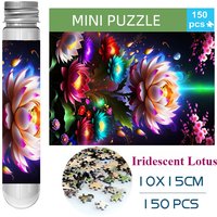 150PCS Mini Test Tube Iridescent Lotus Difficult Jigsaw Puzzle Decompression Toys Game Family Educational Toys