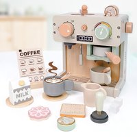Wooden Kitchen Toy Pretend Play Food Set Dessert Bread Coffee Machine Toys For Girls Boys Role Play Afternoon Tea Game