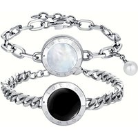 TOTWOO Long Distance Bracelets for Couples, Vibration & Light Up Bracelet Gifts for Girlfriend, Bluetooth Smart Pairing Jewelry