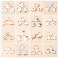 10pcs Mixed Cute White Enamel Animal Charms Butterfly Bird Crab Cat Pendants For Jewelry Making DIY Necklace Bracelet Findings
