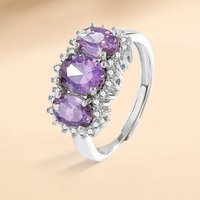 925 Silve Gorgeous Shiny Stone Purple Zircom Ring For Women Engagement Wedding High Quality Fine Sterling Silver Jewelry