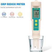 169E ORP/Redox Tester Waterproof ORP PH Meter Water Quality Monitor LCD Display Data Locking Pen Tester for Pools Aquarium