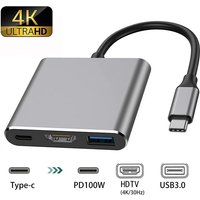 3 In 1 USB Hub USB C to HDMI-compatible Splitter HUB Type C to HDMI USB 3.0 Docking Station For Macbook PC Laptops Samsung Phone