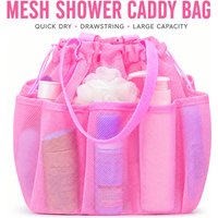 Mesh Shower Caddy Bag Portable Drawstring Bathroom Organizer College Dorm Shower Bag for Gym Swimming Travel Camping