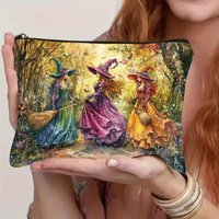 Retro-Make-up-Tasche aus Hexenharz mit lebendigem Herbstwald-Design, multifunktionale Reisetasche mit Reißverschluss, Kosmetik-Aufbewahrungstasche