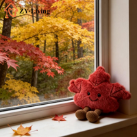 1Pcs Cute Cartoon Maple Leaf Doll Plush Keychain - Backpack Bag Decor ,Toy Gift for Kid