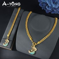 Dubai Fashion Hip Hop Jewelry Set 21k Gold Plated Italian Retro Punk Cuban Necklace Bracelet Arabic Women Event Party Jewelrys